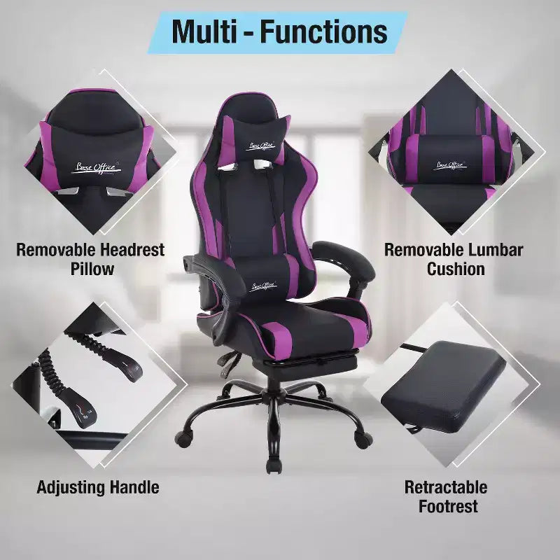 BestMassage Gaming Chair Office Computer Desk Chair Computer Chair with Footrest & Lumbar Support