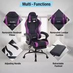 BestMassage Gaming Chair Office Computer Desk Chair Computer Chair with Footrest & Lumbar Support