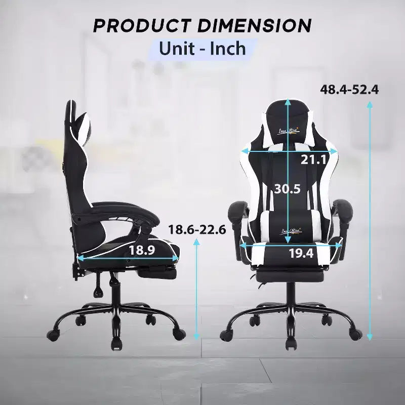 BestMassage Gaming Chair Office Computer Desk Chair Computer Chair with Footrest & Lumbar Support