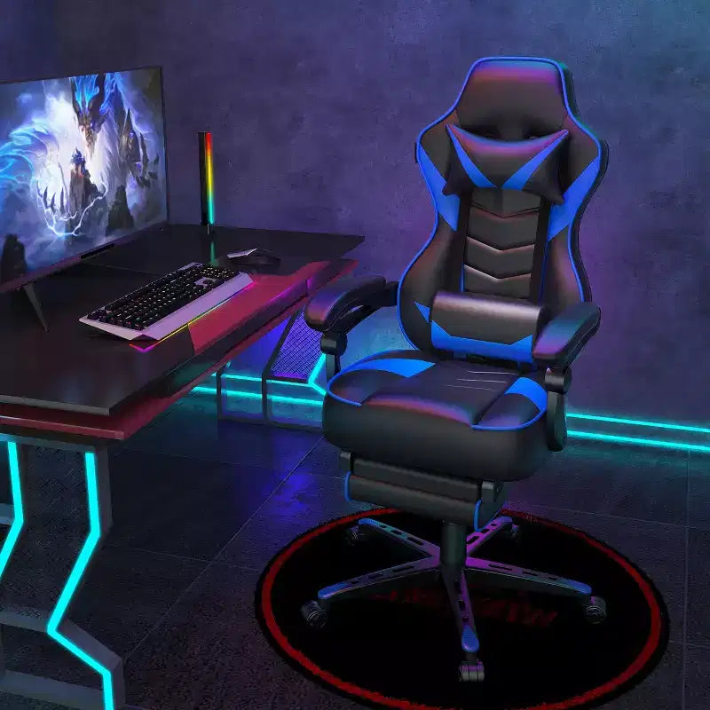 ELECWISH Gaming Chair with Footrest, Lumbar Support, Breathable Computer Chair with Pocket Spring Cushion, Chairs for Adults