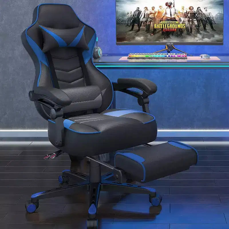 ELECWISH Gaming Chair with Footrest, Lumbar Support, Breathable Computer Chair with Pocket Spring Cushion, Chairs for Adults