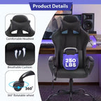 FDW Gaming Chiar Comfortable and Stylish Massage Office Chair with Adjustable Lumbar Support 360-Degree Swivel and Smooth-Rolling Casters