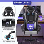 FDW Gaming Chiar Comfortable and Stylish Massage Office Chair with Adjustable Lumbar Support 360-Degree Swivel and Smooth-Rolling Casters