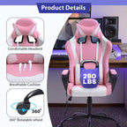 FDW Gaming Chiar Comfortable and Stylish Massage Office Chair with Adjustable Lumbar Support 360-Degree Swivel and Smooth-Rolling Casters
