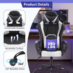 FDW Gaming Chiar Comfortable and Stylish Massage Office Chair with Adjustable Lumbar Support 360-Degree Swivel and Smooth-Rolling Casters