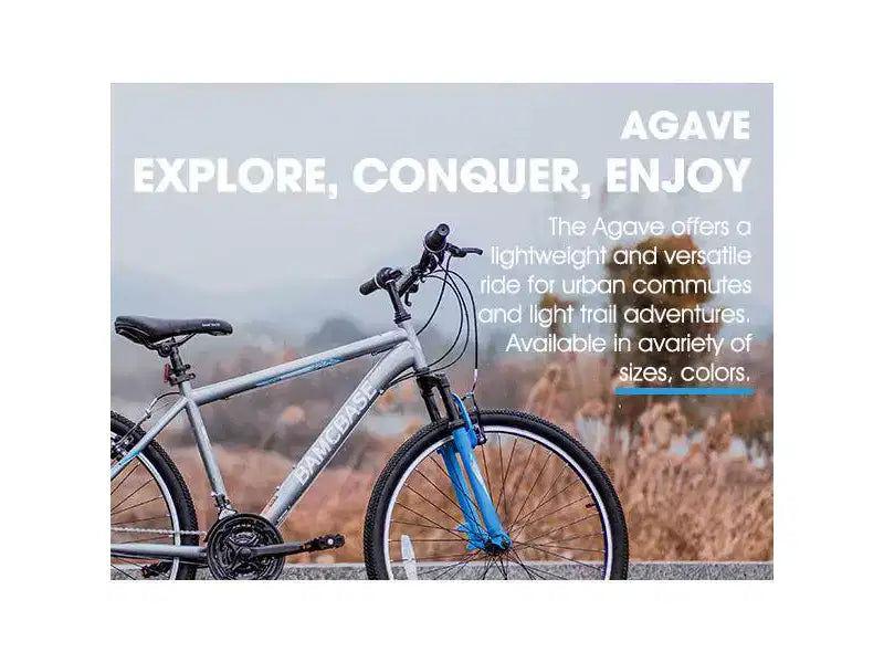 BAMCBASE Agave Mountain Bike, Mens Womens MTB with 21 Speeds, High-Tensile Steel Frame, V Brake, Hardtail Bicycle for Adults