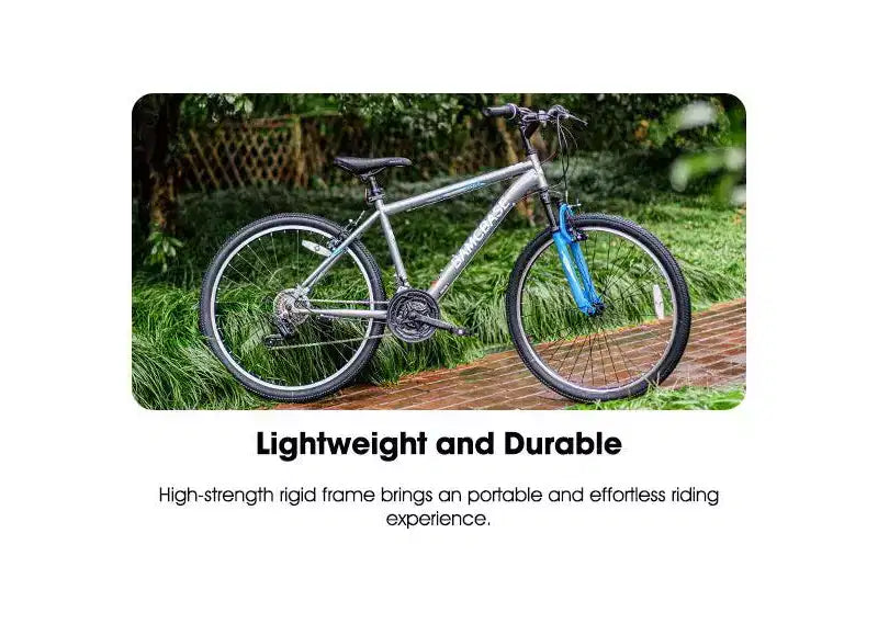 BAMCBASE Agave Mountain Bike, Mens Womens MTB with 21 Speeds, High-Tensile Steel Frame, V Brake, Hardtail Bicycle for Adults