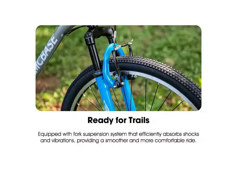 BAMCBASE Agave Mountain Bike, Mens Womens MTB with 21 Speeds, High-Tensile Steel Frame, V Brake, Hardtail Bicycle for Adults