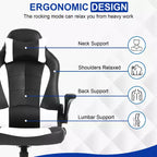 BestMassage Gaming Chair Office Chair Computer Desk Chair with Lumbar Support and Adjustable Headrest and PU Leather Gamer Chair for Adults
