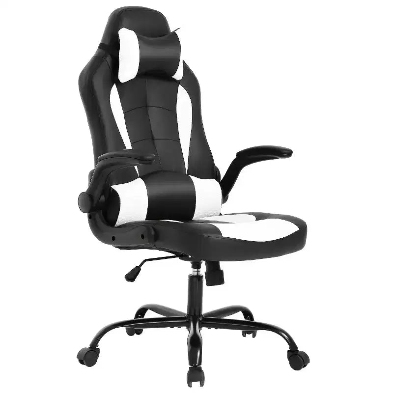 BestMassage Gaming Chair Office Chair Computer Desk Chair with Lumbar Support and Adjustable Headrest and PU Leather Gamer Chair for Adults