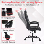 BestMassage Gaming Chair Office Chair with Lumbar Support Adjustable Height PU Leather Executive Chair for Women Men Adults