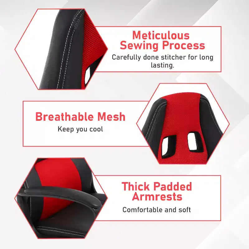 BestMassage Gaming Chair Office Chair with Lumbar Support Adjustable Height PU Leather Executive Chair for Women Men Adults