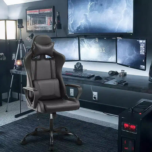 BestMassage Gaming Chair High-Back Office Chair with Lumbar Support Massage Function and PU Leather Rolling Swivel Chair for Adults and Teens