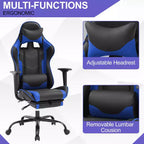 BestMassage Gaming Chair Computer Gamer Chair with Lumbar Support and Footrest Rolling Swivel Design Office Chair for Home Office and Gaming
