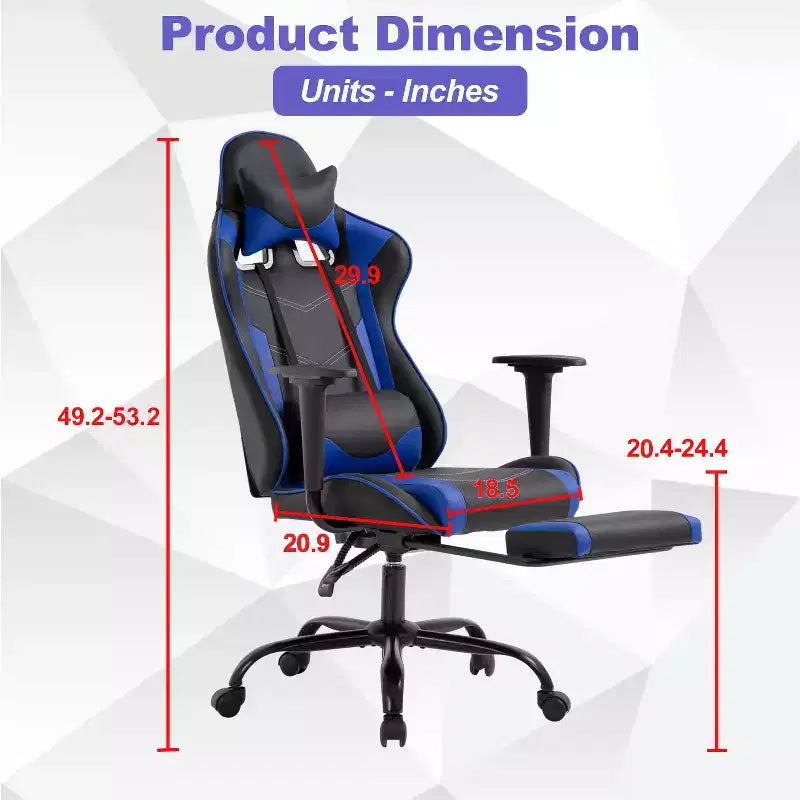 BestMassage Gaming Chair Computer Gamer Chair with Lumbar Support and Footrest Rolling Swivel Design Office Chair for Home Office and Gaming
