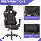 BestMassage Gaming Chair Computer Gamer Chair with Lumbar Support and Footrest Rolling Swivel Design Office Chair for Home Office and Gaming