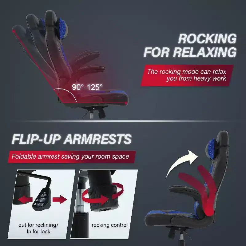 BestMassage Gaming Chair Computer Desk Chair with Lumbar Support Upholstery and Rolling Swivel Chair Base for PC Gaming and Executive Use