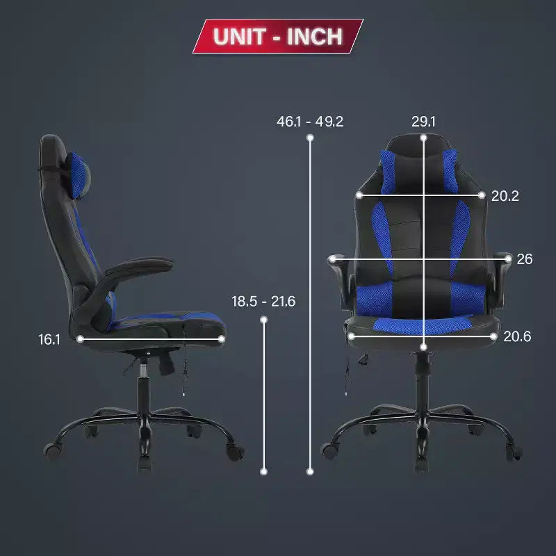 BestMassage Gaming Chair Computer Desk Chair with Lumbar Support Upholstery and Rolling Swivel Chair Base for PC Gaming and Executive Use