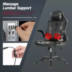 BestMassage Gaming Chair Computer Desk Chair with Lumbar Support Upholstery and Rolling Swivel Chair Base for PC Gaming and Executive Use