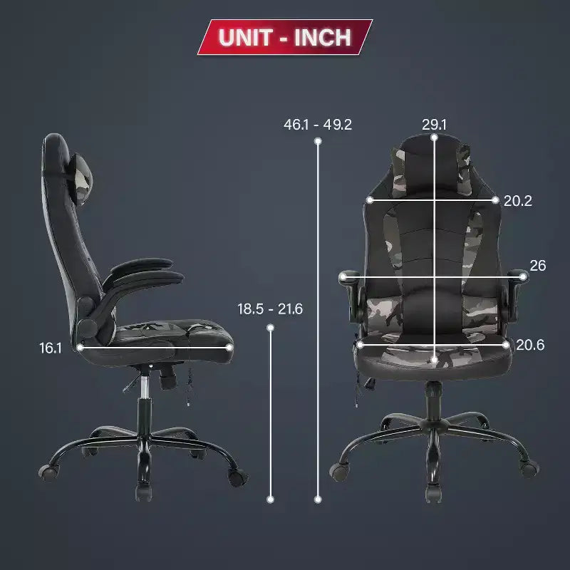 BestMassage Gaming Chair Computer Desk Chair with Lumbar Support Upholstery and Rolling Swivel Chair Base for PC Gaming and Executive Use