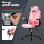BestMassage Gaming Chair Computer Desk Chair with Lumbar Support Upholstery and Rolling Swivel Chair Base for PC Gaming and Executive Use
