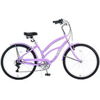 26 Inch Cruiser Bike, 7 Speed Multiple Colors Men's Women's Beach Cruiser Bike with Front and Rear V-brakes