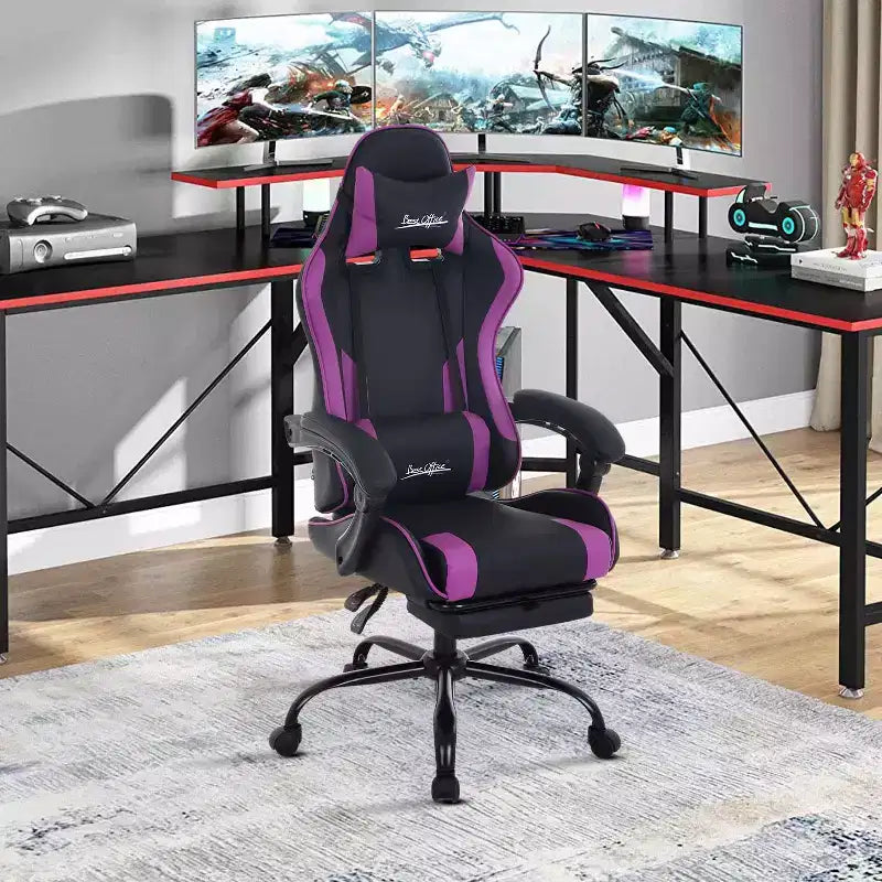 FDW Gaming Chair Racing Desk Chair with Footrest Lumbar Support Headrest Armrest Task Rolling Swivel Adjustable PC Gamer Chair