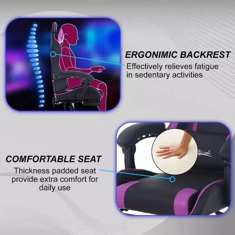 FDW Gaming Chair Racing Desk Chair with Footrest Lumbar Support Headrest Armrest Task Rolling Swivel Adjustable PC Gamer Chair