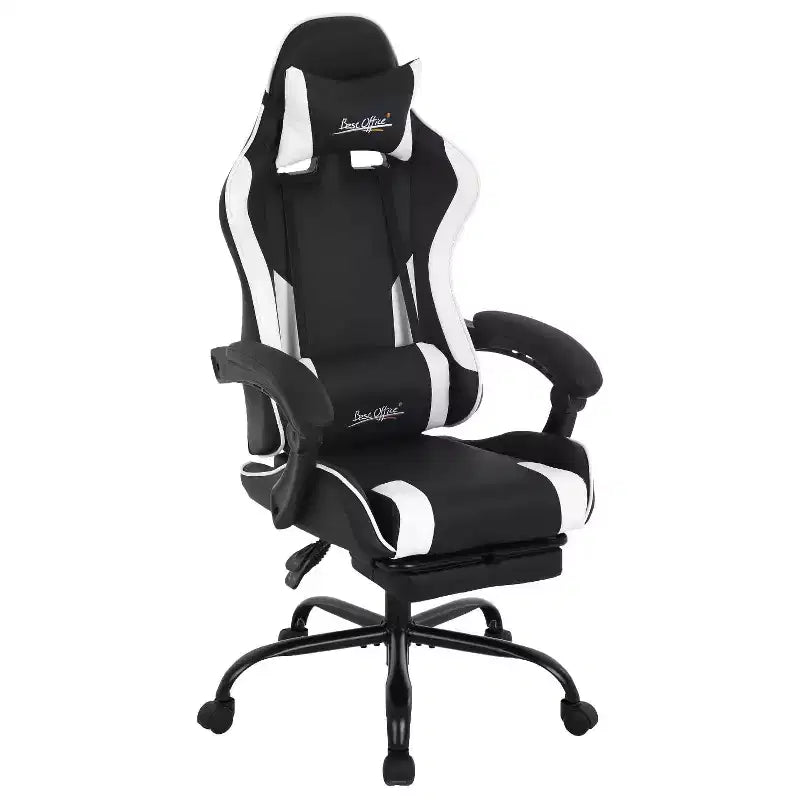 FDW Gaming Chair Racing Desk Chair with Footrest Lumbar Support Headrest Armrest Task Rolling Swivel Adjustable PC Gamer Chair