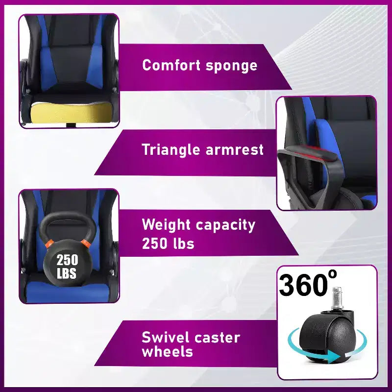 BestMassage Gaming Desk Chair Office Chair Computer Chair with Armrests 360 Swivel Lumbar Support Executive Task Chair for Adults