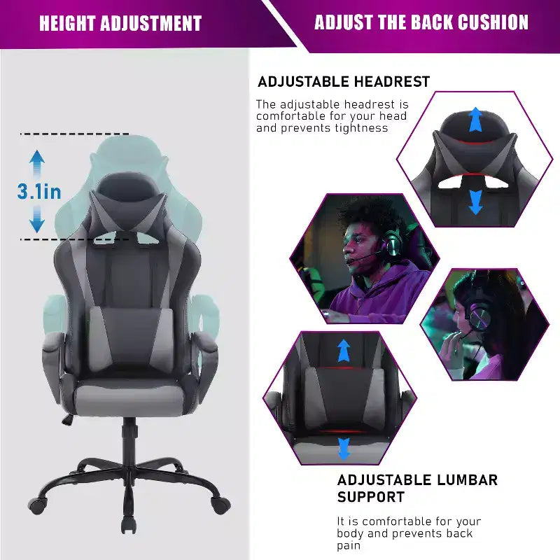 BestMassage Gaming Desk Chair Office Chair Computer Chair with Armrests 360 Swivel Lumbar Support Executive Task Chair for Adults
