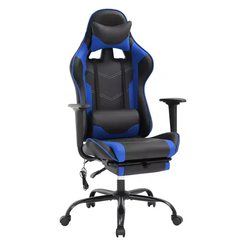 BestMassage Racing Gaming Chair Office Massage Chair with Massage Function Lumbar Support PU Leather for Adult