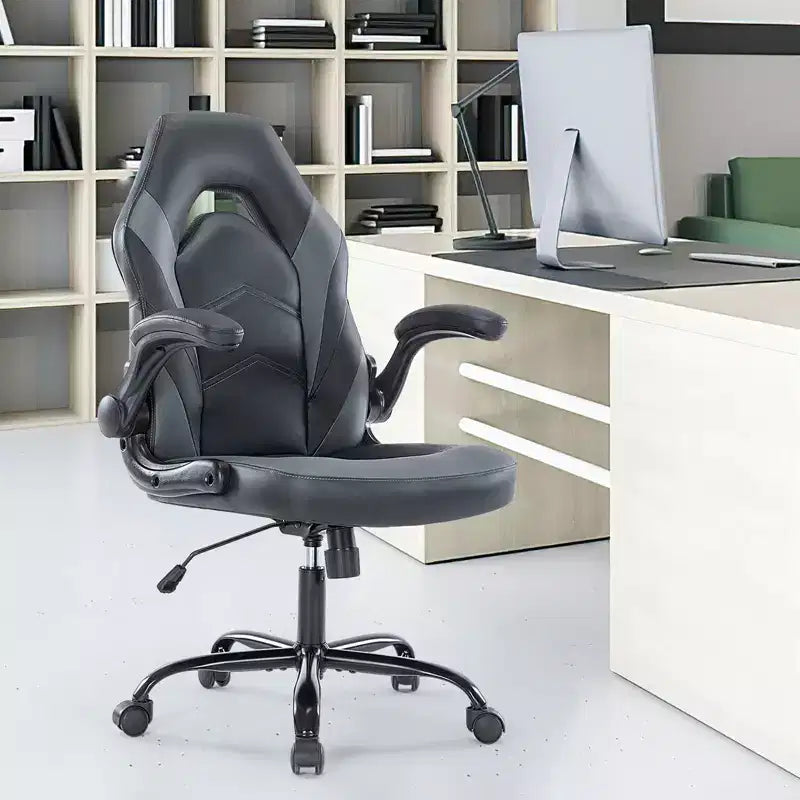 FIRNEWST Next - Level Gaming Comfort: PU Leather Ergonomic Chair with Adjustable Flip - up Armrests