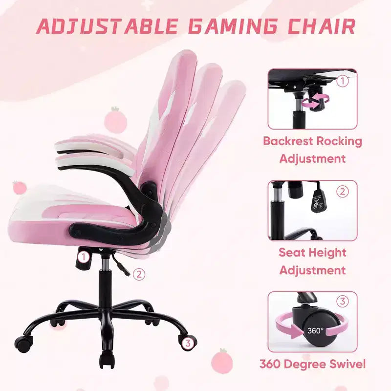 FIRNEWST Next - Level Gaming Comfort: PU Leather Ergonomic Chair with Adjustable Flip - up Armrests
