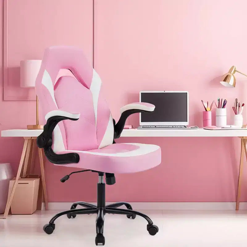 FIRNEWST Next - Level Gaming Comfort: PU Leather Ergonomic Chair with Adjustable Flip - up Armrests