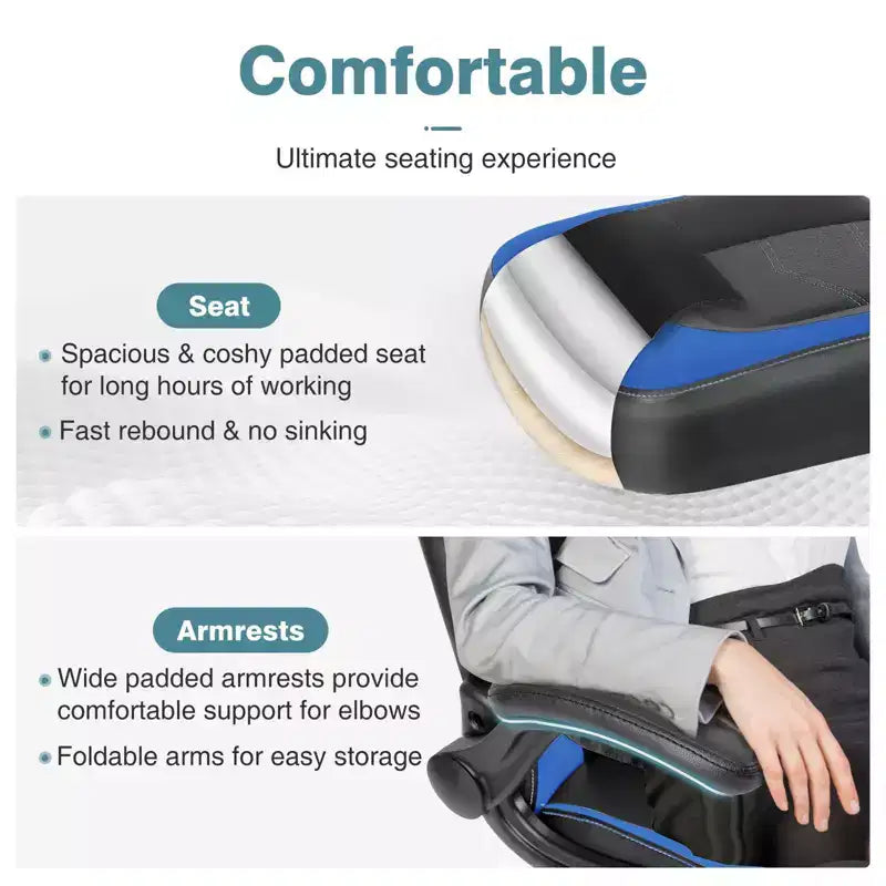FIRNEWST Next - Level Gaming Comfort: PU Leather Ergonomic Chair with Adjustable Flip - up Armrests
