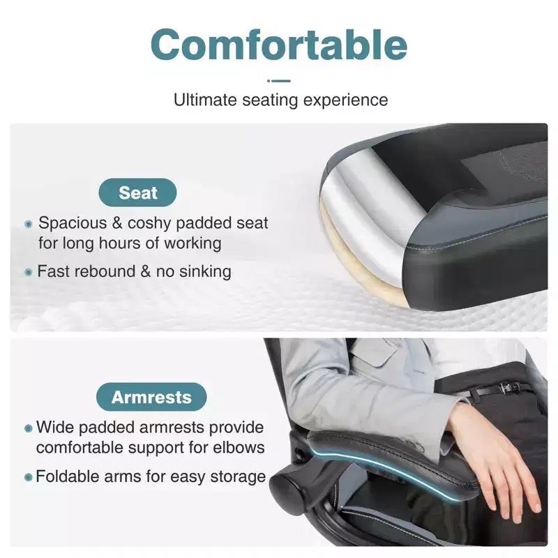 FIRNEWST Next - Level Gaming Comfort: PU Leather Ergonomic Chair with Adjustable Flip - up Armrests