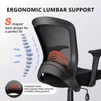 Ergonomic Mesh Office Chair 330 lb Capacity Computer Desk Chair with Built-In Lumbar Support High-Density Foam Seat Five-Star Base