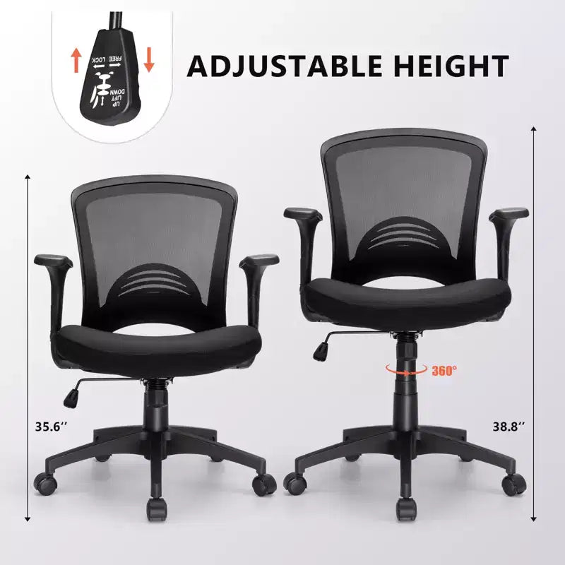 Ergonomic Mesh Office Chair 330 lb Capacity Computer Desk Chair with Built-In Lumbar Support High-Density Foam Seat Five-Star Base