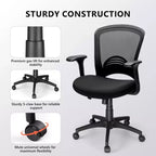 Ergonomic Mesh Office Chair 330 lb Capacity Computer Desk Chair with Built-In Lumbar Support High-Density Foam Seat Five-Star Base