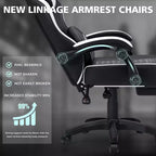 Hoffree Leather Massage Gaming Chair Ergonomic Office PC Chair with Footrest & Adjustable
