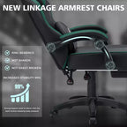 Hoffree Leather Massage Gaming Chair Ergonomic Office PC Chair with Footrest & Adjustable