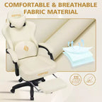 Hoffree Leather Massage Gaming Chair Ergonomic Office PC Chair with Footrest & Adjustable