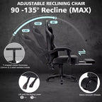 Hoffree Leather Massage Gaming Chair Ergonomic Office PC Chair with Footrest & Adjustable