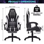 Hoffree Extra Large Massage Gaming Chair Ergonomic Office PC Chair with Bluetooth Speaker & RGB Light