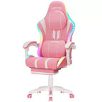 Hoffree Extra Large Massage Gaming Chair Ergonomic Office PC Chair with Bluetooth Speaker & RGB Light