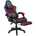 Hoffree Extra Large Massage Gaming Chair Ergonomic Office PC Chair with Bluetooth Speaker & RGB Light