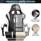 Hoffree Extra Large Massage Gaming Chair Ergonomic Office PC Chair with Bluetooth Speaker & RGB Light