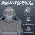 Hoffree Breathable Fabric Massage Gaming Chair Ergonomic Office PC Chair with Footrest & Adjustable