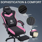Hoffree Breathable Fabric Massage Gaming Chair Ergonomic Office PC Chair with Footrest & Adjustable